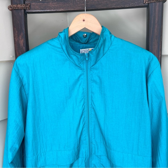 Claudia Barnes Sport Vintage Windbreaker Womens Small Zip Up Jacket Turquoise - Picture 3 of 15